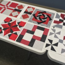 Black,red, gray quilt blocks