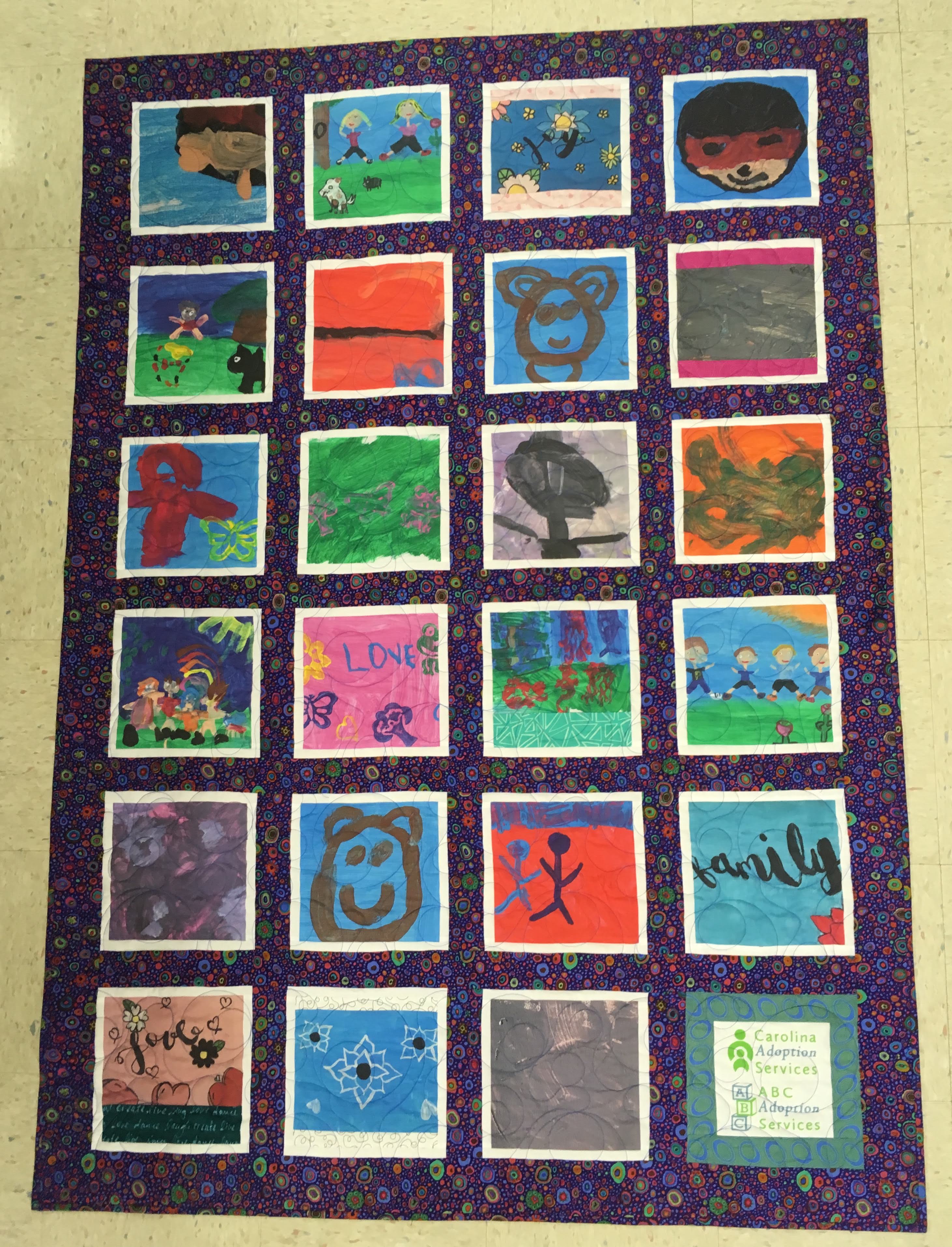 quilt from kids' art